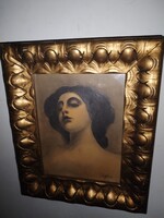 "Aiglon" jelzéssel, art-deco női portré, 1920as évek.