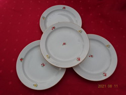 Zsolnay porcelán sárga szegélyes kistányér, átmérője 19,5 cm. 4 db együtt eladó Vanneki!