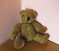 Régi retro ízelt plüss maci tépőzáras mancsokkal 16 cm 1980-as évekből