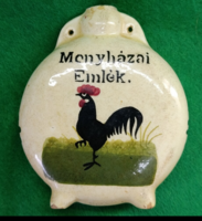 Menyházai Emlék kerámia kulacs (12x8,5 cm) – Kakasos motívummal 1950-60 évek
