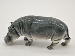 Nagy méretű ritka Goebel porcelán víziló figura #305 (1970-es évek) - Hibátlan!