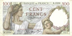 100 frank francs 1940.08.01. Franciaország Hajtatlan