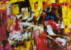 Baján Ildikó festmény 50 x 70 cm. Zenei asszociáció.