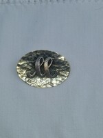 Mária napra: Régi iparművészeti ezüstözött réz ötvös medál "M" monogrammal