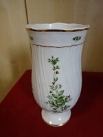 Hollóházi porcelán váza, Erika mintás, magassága 21,5 cm. Jókai