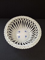 Herendi kék virág mintás fonott kosárka, 11,8 cm