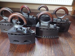 Set of 6 Restored Cast Iron Irons, Vintage Collection