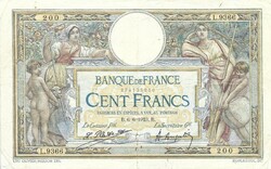 100 frank francs 1923.06.06. Franciaország Le Cassier Pal.