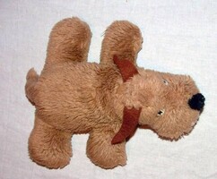 Régi, retro barna fekvő plüss kutya 27 cm 1980-as évekből