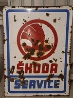 Huge SKODA SERVICE Car Repair Enamel Sign, 100 x 75 cm