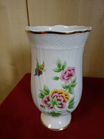 Hollóházi porcelán váza, Hortenzia mintás, magassága 21,5 cm. Jókai