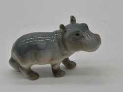 Ritka hibátlan Goebel porcelán víziló figura (W. Germany) - 8 cm