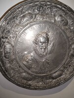 Ezüst - ón tál, 1700-1800as évek, jelzett, ritka darab, IV. Henrik.