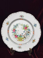 Herendi színes Indiai kosár mintás nagy méretű kínáló porcelán tál, tányér (28cm)