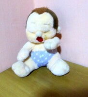 Régi vintage pöttyös bugyis retró plüss baba 1990-es évek 19 cm