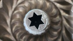 BIEDERMEIER JUDAIKA ZSIDÓ DÁVID CSILLAG JELZETT KUGLÓF GUGELHUPF SÜTŐFORMA ÉLES KONTÚR MUZEÁLIS KÉZI