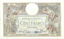 100 frank francs 1938.02.24. Franciaország Le Cassier Gal.