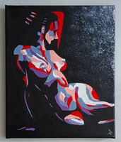 A modell című női akt 30x25 cm