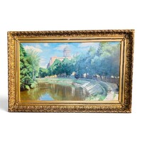Olaszy Sándor (1902–1976): Esztergom (A Kis-Duna sétány a Bazilikával)