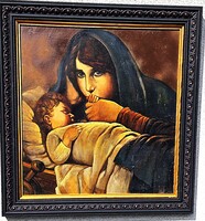 "Anya gyermekével"Ismeretlen  szignóval, csodálatos alkotás,64x58 olaj faroston