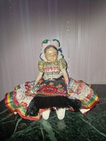Antik matyó népviseletes  baba cca 1970-ből - 33 cm