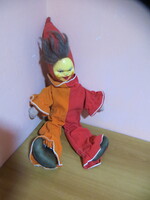 Régi ritka hatalmas retró udvari bolond  manó bohóc baba gumi arccal 60 cm 1970- 1980-s évekből