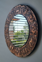 Brutalist Copper Zodiac Mirror - Serbian Metal Sculptor's Work