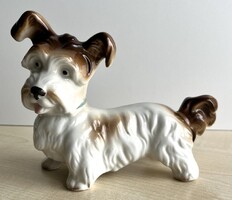 Vintage német porcelán terrier kutya nipp
