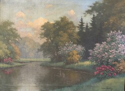 Tordai Székely Mihály: Patakpart - olaj, vászon