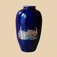 Kobaltkék aranyozott porcelán váza – keleties stílusú vintage porcelán