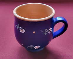 German Ceramic Glazed Jug Cup Mug with Flower Pattern
