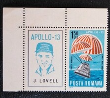 R2863zfbfs / Románia 1970 Apollo 13 blokk bélyege postatiszta bal felső sarok