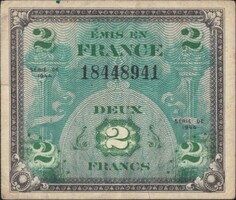 2 frank francs 1944 Franciaország katonai military 2.