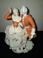 Gyönyörű  1920  Royal Dux barokk pár  ritka festésű   szép hibátlan porcelán 22 cm
