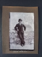 Antik fotó - Gyula 1898-ban -  elegáns fiú kalappal sétapálcával