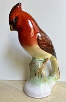 Bodrogkeresztúri, nagy méretű, kézzel festett kerámia papagáj az 1960-as évekből 19 cm