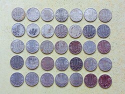 Ausztria 35 db Különböző Érme 10 Groschen 1952-1995