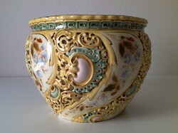 NAGYMÉRETŰ HIBÁTLAN ZSOLNAY ÁTTÖRT KASPÓ 1890 - 1895