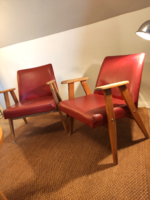 Mid-century cseh fotelpár és asztal a 70-es évekből