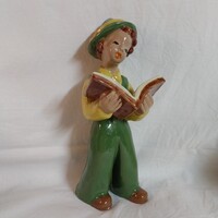 H. Ráhmer Mária jelzett kerámia szobor – Olvasó fiú / Éneklő kisfiú (22 cm)