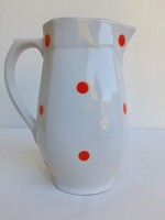 Eredeti retro Hollóházi 1,5 L-es piros pöttyös vizeskancsó