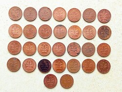 Németország NSZK 30 db Különböző Érme 1 Pfennig 1950-1995