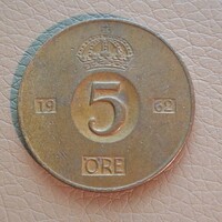 Svédország 5 öre, 1962