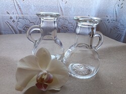 Vintage német üvegkiöntő pár (0,1L) – Ankerglas Bernsdorf (Retro ecet/olaj tartó)