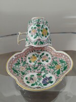 Herendi Porcelán  Émaille rose  mintás kávéscsésze +aljjal