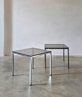 Krómvázas, üveglapos lerakóasztal szett, mid centucentury modern design