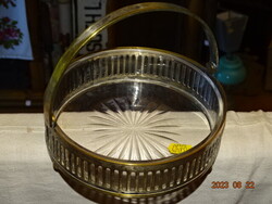 ANTIK EZÜSTÖZÖTT ART DECO BILLENŐ FÜLES KÍNÁLÓ BONBON TÁL EREDETI ÜVEGGEL