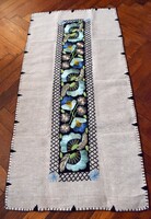 Kalotaszegi selyem hímzés futó terítő , asztalközép dekoráció futó , 97x47 cm