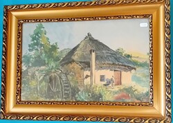Szalay jelzéssel: Vízi malom , akvarell