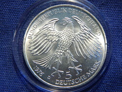 Németország 5 Mark 1976 D 0.6250 ezüst 11,2 g 300. Évforduló - Jakob Christoffel von Grimmelshausen